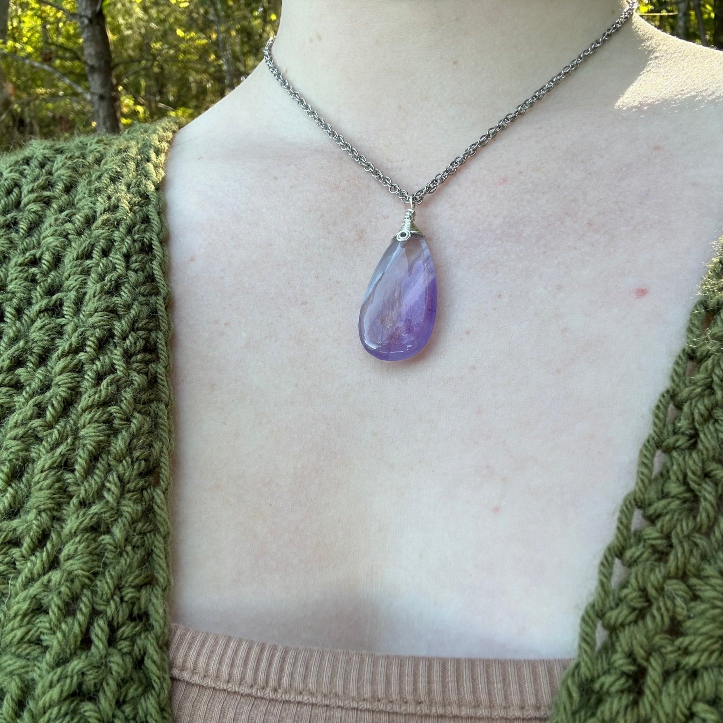 Chevron Amethyst Pendant